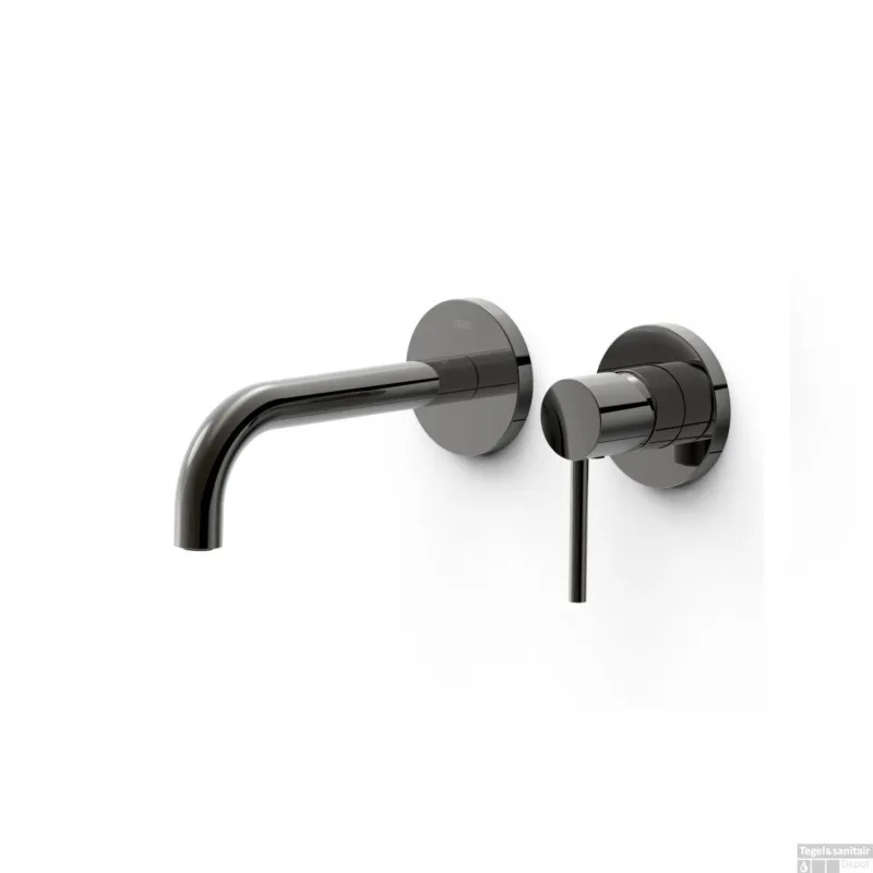 Meest Verkocht Wastafelmengkraan Inbouw Tres Study Exclusive 2-Gats Gebogen Uitloop 18 cm en Hendel Metallic Zwart