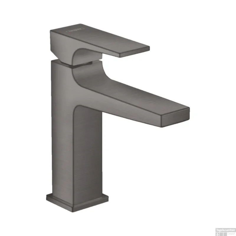 Wastafelmengkraan Metropol HansGrohe Eengreeps 110 met Rechte Greep en Push-Open Afvoer Geborsteld Zwart Chroom Seizoensaanbieding