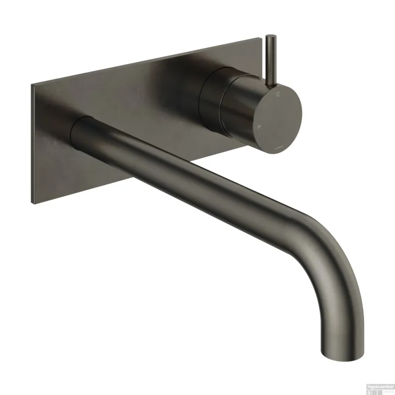 Speciale Aanbieding Inbouw Wastafelkraan Met Achterplaat Hotbath Cobber 18cm Gebogen Uitloop 1-Hendel Verouderd Ijzer