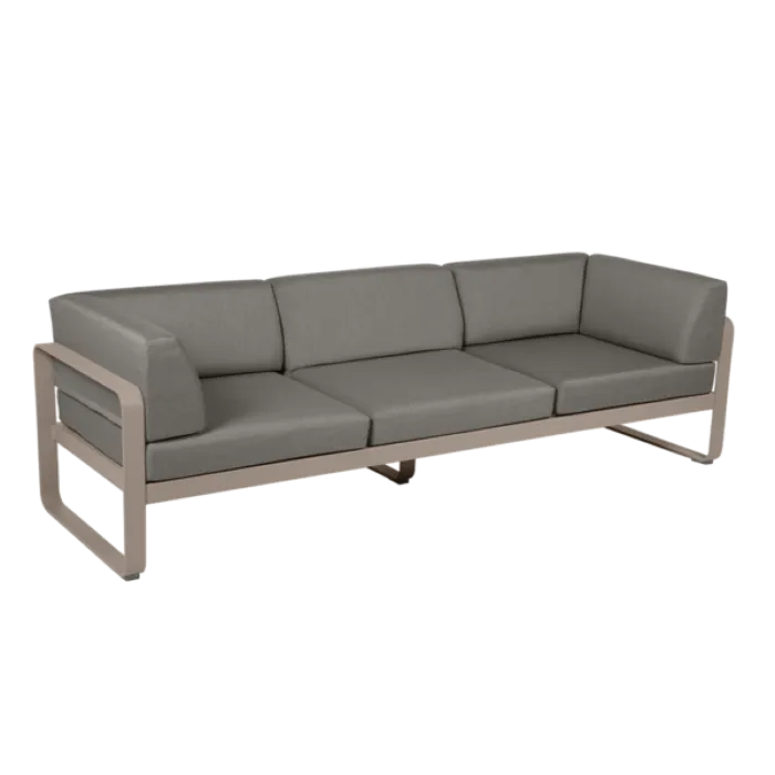 Gratis Retour Fermob Bellevie 3-zits Club loungebank met grey taupe zitkussen-Nutmeg