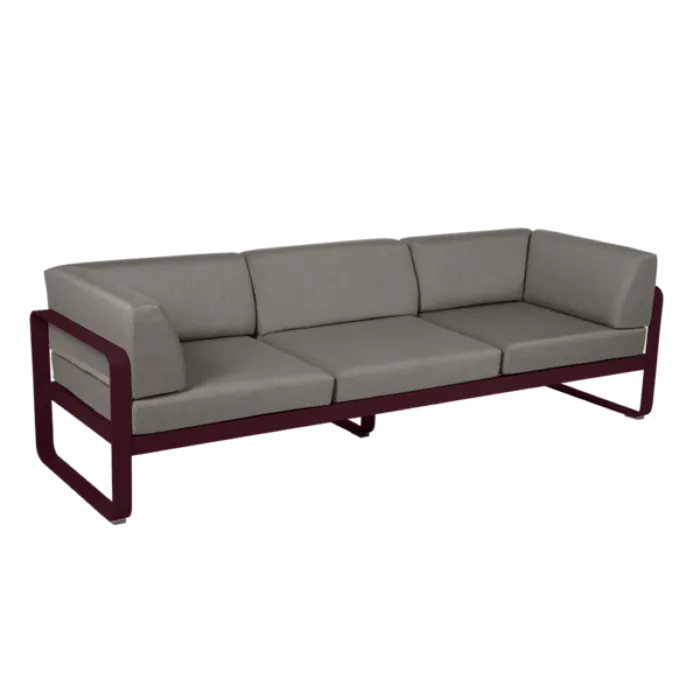 Bestel Nu Fermob Bellevie 3-zits Club loungebank met grey taupe zitkussen-Black Cherry