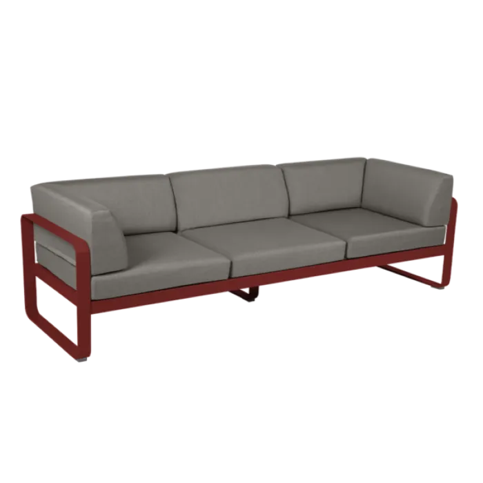 Snelle Levering Fermob Bellevie 3-zits Club loungebank met grey taupe zitkussen-Chili