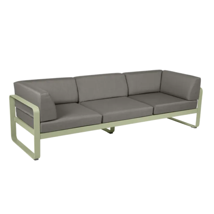 Fermob Bellevie 3-zits Club loungebank met grey taupe zitkussen-Willow Green Gratis Retour