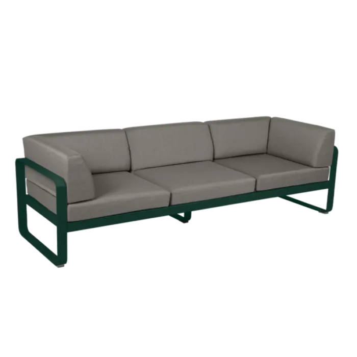 Fermob Bellevie 3-zits Club loungebank met grey taupe zitkussen-Cedar Green Merkproduct