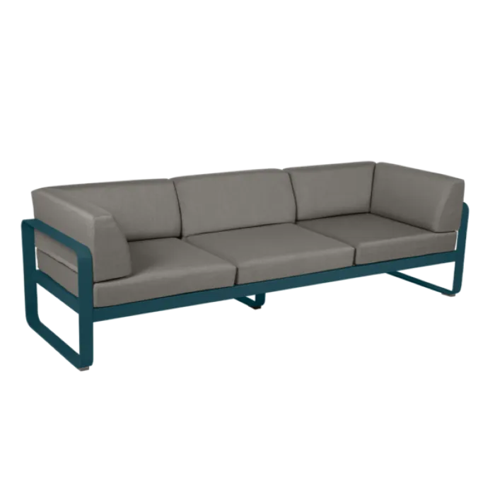 Fermob Bellevie 3-zits Club loungebank met grey taupe zitkussen-Acapulco Blue Korting