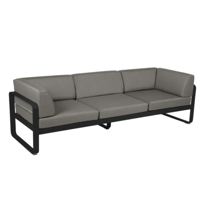 Dagaanbieding Fermob Bellevie 3-zits Club loungebank met grey taupe zitkussen-Liquorice