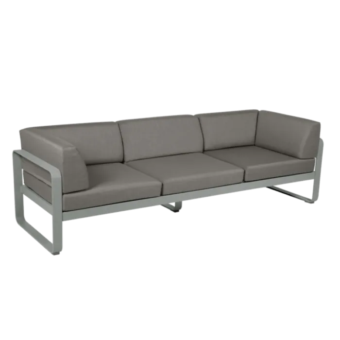 Fermob Bellevie 3-zits Club loungebank met grey taupe zitkussen-Lapilli Grey Exclusieve Aanbieding