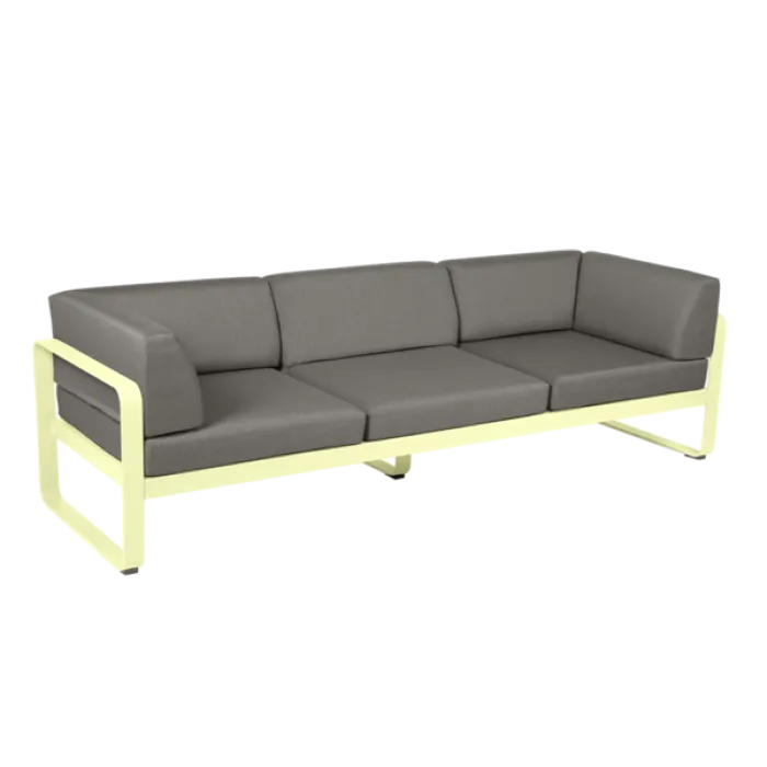 Laatste Kans Fermob Bellevie 3-zits Club loungebank met grey taupe zitkussen-Frosted Lemon