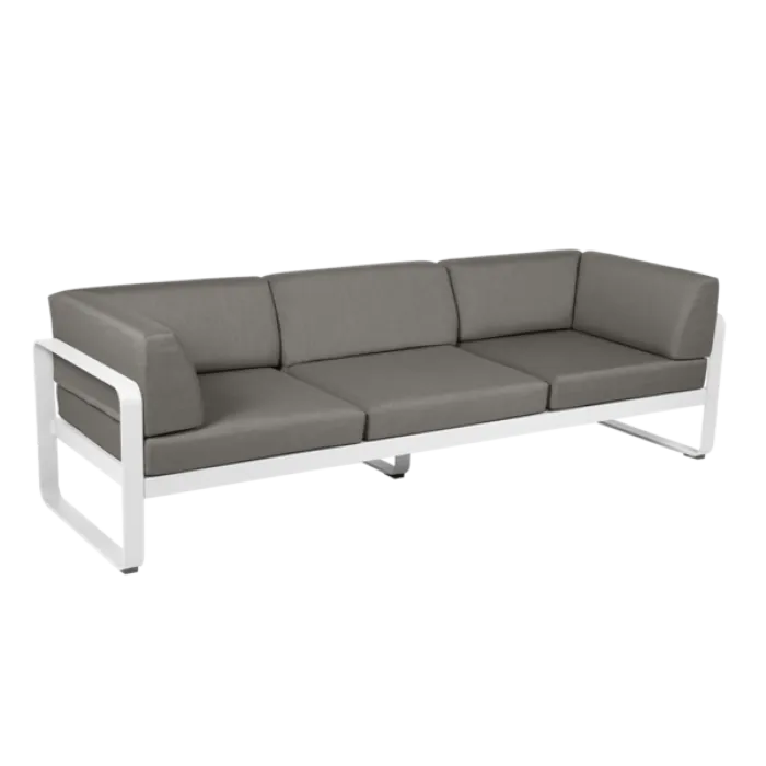 Fermob Bellevie 3-zits Club loungebank met grey taupe zitkussen-Cotton white Flitsaanbieding