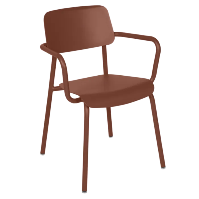 Fermob Studie tuinstoel met armleuning-Red Ochre Populair