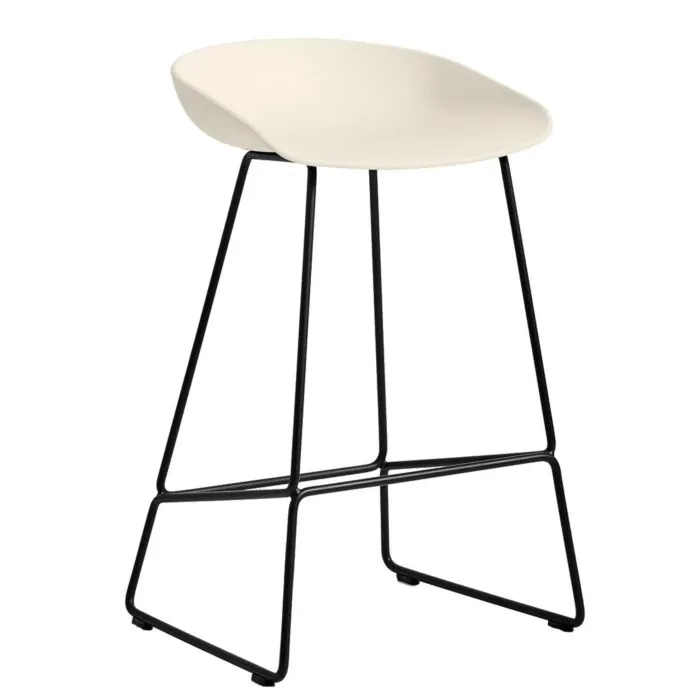 Speciale Aanbieding HAY About a Stool AAS38 barkruk zwart onderstel-Melange Cream-Zithoogte 75 cm OUTLET
