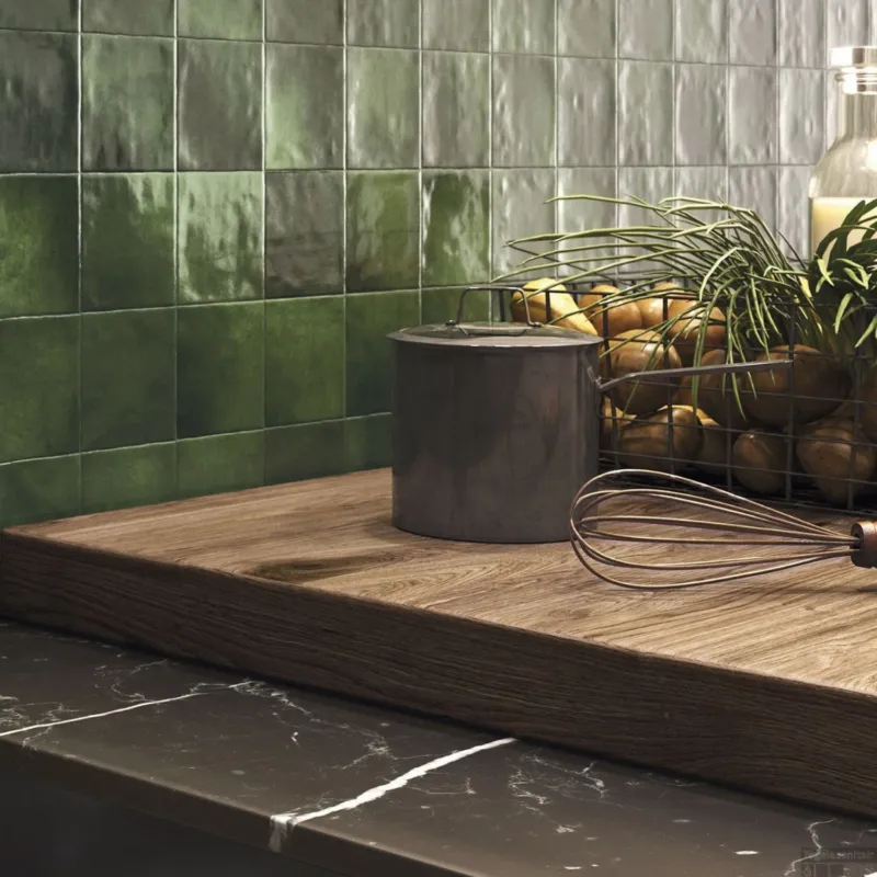 Tijdelijk Beschikbaar Wandtegel Zellige Olive 10x10 cm Glans Groen (doosinhoud 0.51 m2)