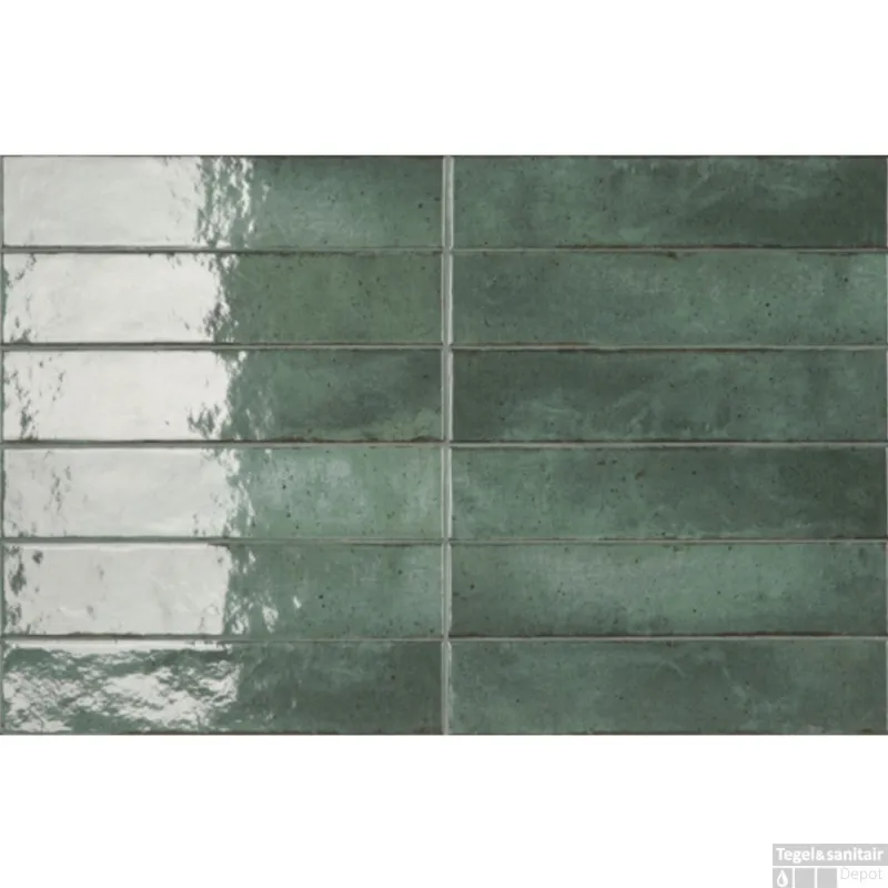 Veilige Betaling Wandtegel Ceramic-Apolo Raku 6x27 cm Glans Green Jade (Doosinhoud 0,78 M2)