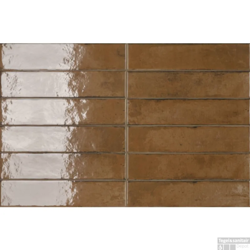 Direct Beschikbaar Wandtegel Ceramic-Apolo Raku 6x27 cm Glans Terracota (Doosinhoud 0,78 M2)