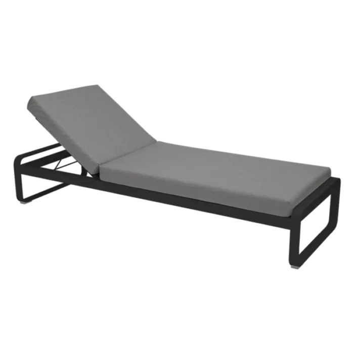 Fermob Bellevie ligbed met flannel grey zitkussen-Liquorice Must-Have