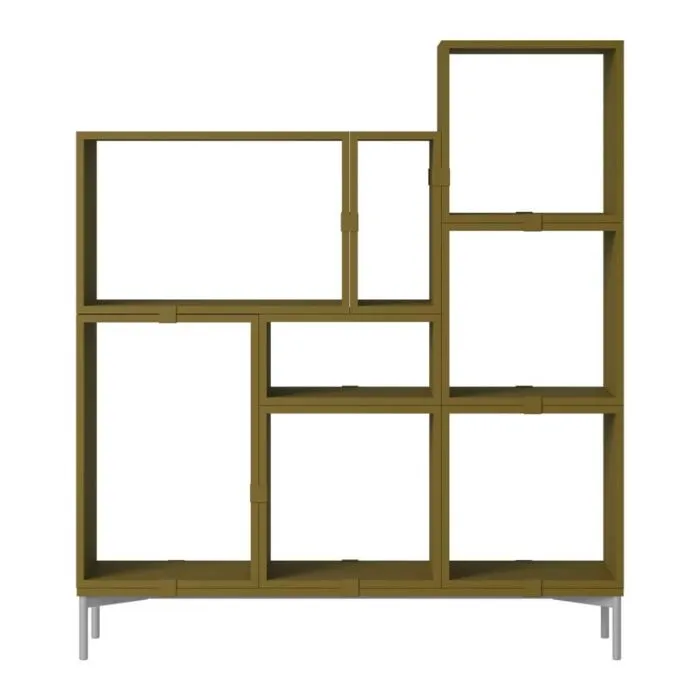 Rechtstreeks Van De Fabrikant muuto Stacked boekenkast configuratie 5-Bruin groen