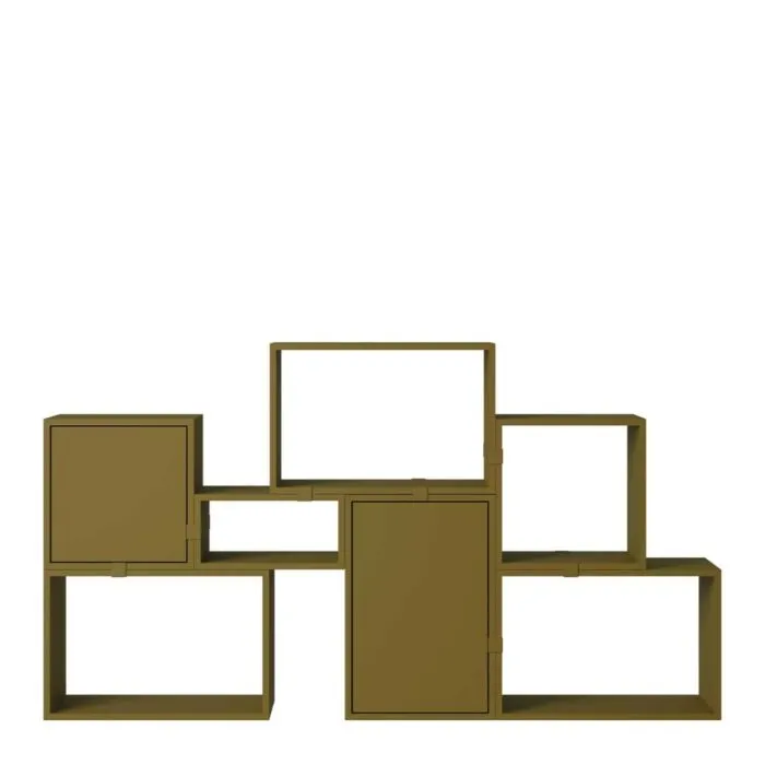 muuto Stacked boekenkast configuratie 6-Bruin groen Hete Deal