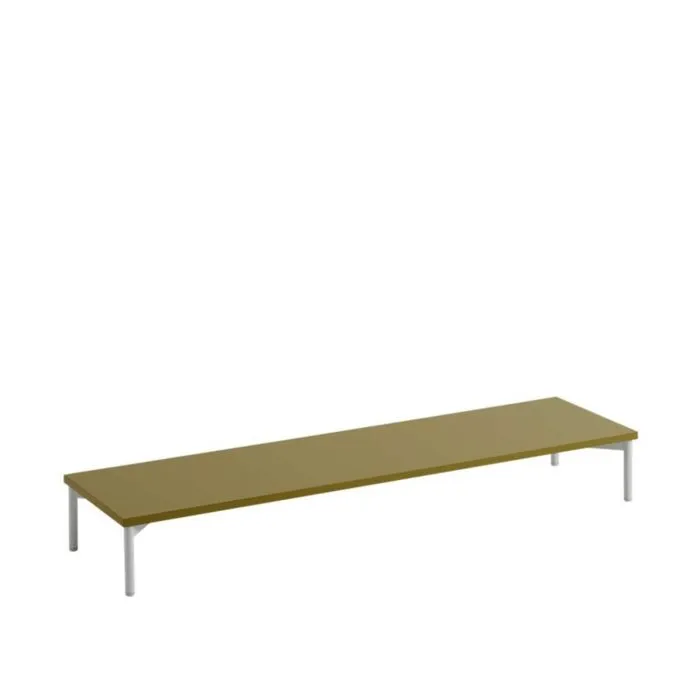muuto Stacked podium met stalen onderstel-Bruin groen-131x35 cm Beperkt Aanbod