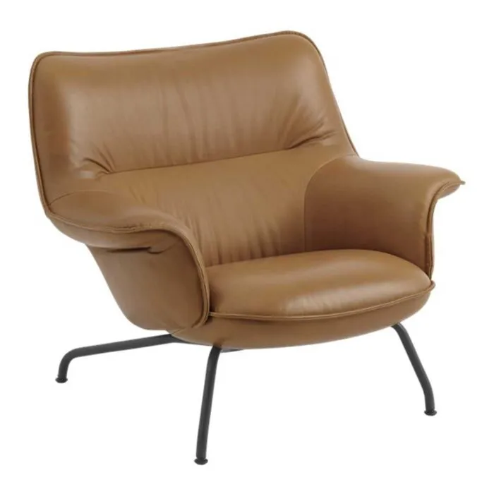 Tijdelijk Beschikbaar muuto Doze Loungestoel low tube frame-Refine leahter cognac-Anthracite black