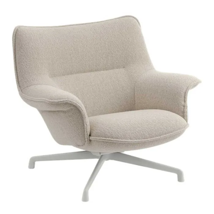 Direct Beschikbaar muuto Doze Loungestoel low swivel frame-Hearth 7-Grey
