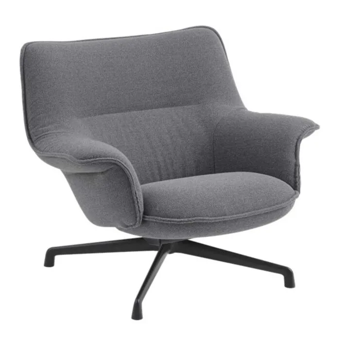 muuto Doze Loungestoel low swivel frame-Ocean 80-Anthracite black Alleen Vandaag