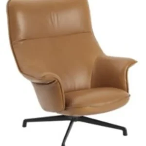 muuto Doze Loungestoel swivel frame-Refine leahter cognac-Anthracite black Beperkte Voorraad