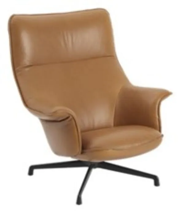 muuto Doze Loungestoel swivel frame-Refine leahter cognac-Anthracite black Beperkte Voorraad