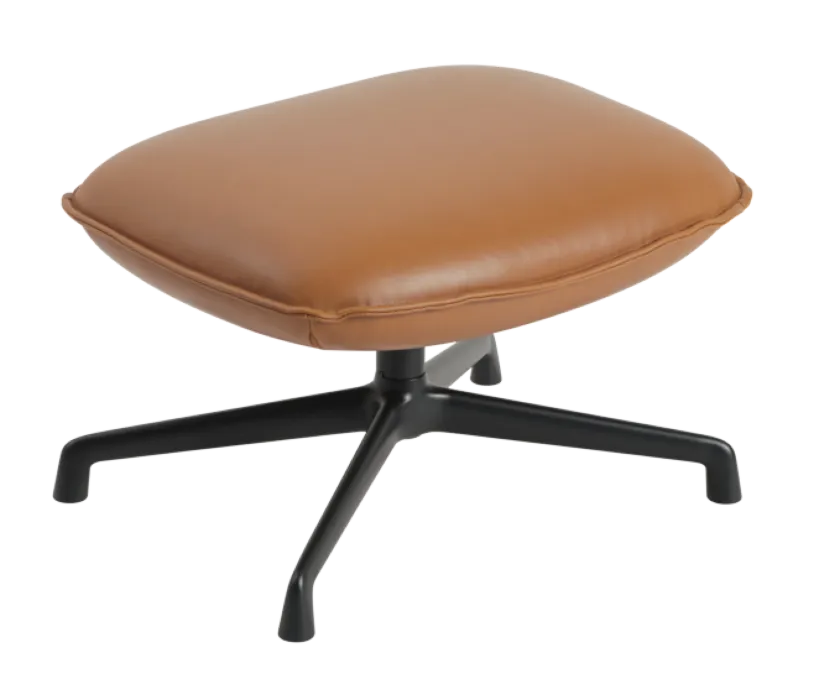 muuto Doze Ottoman swivel base anthracite black onderstel-Refine leahter cognac-Anthracite black Koop Online