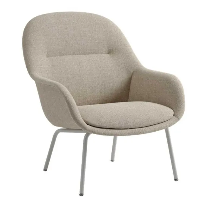muuto Fiber Lounge armstoel stalen onderstel-Ecriture 240-Grey Snelle Levering