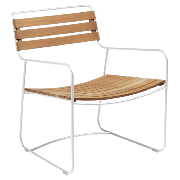 Koop Online Fermob Surprising Low Teak fauteuil-Cotton white