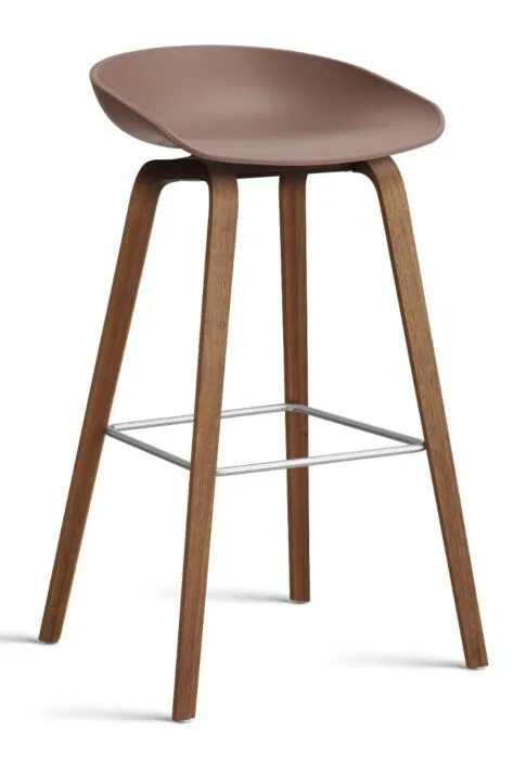 Meest Verkocht HAY About a Stool AAS32 barkruk Walnoot onderstel + viltdopjes -Zithoogte 75 cm-Soft Brick OUTLET