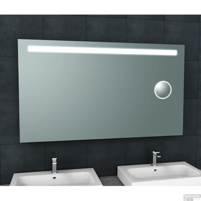 Nu Kopen Badkamerspiegel BWS Mire Rechthoek Inclusief LED Verlichting + Scheerspiegel 140 cm