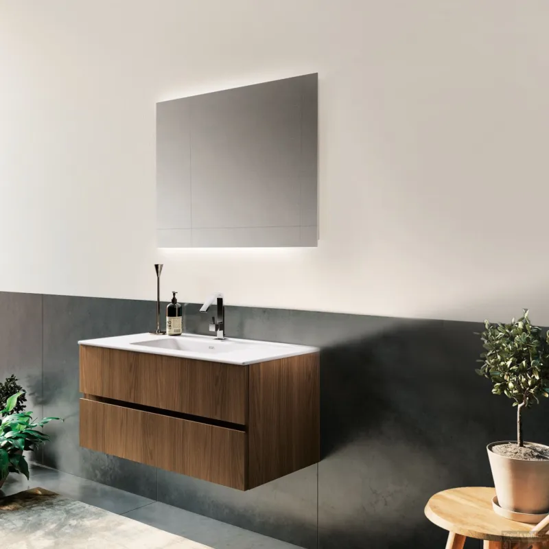 Actieprijs Badkamerspiegel Xenz Garda 70x70cm met Ledverlichting Boven- en Onderzijde