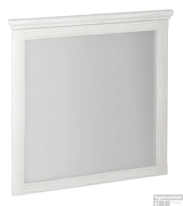 Spiegel met Houten Frame Sapho Cross Wit Hout 70x80 cm Speciale Aanbieding