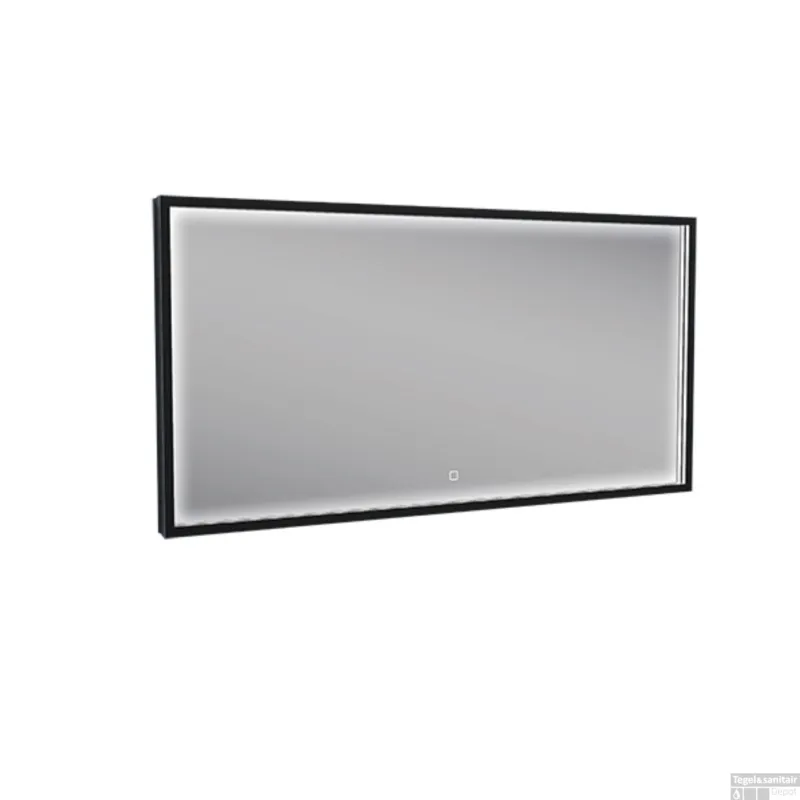 Badkamerspiegel met LED-Verlichting Wiesbaden Condensvrij 120x60 cm Mat Zwart Gratis Retour