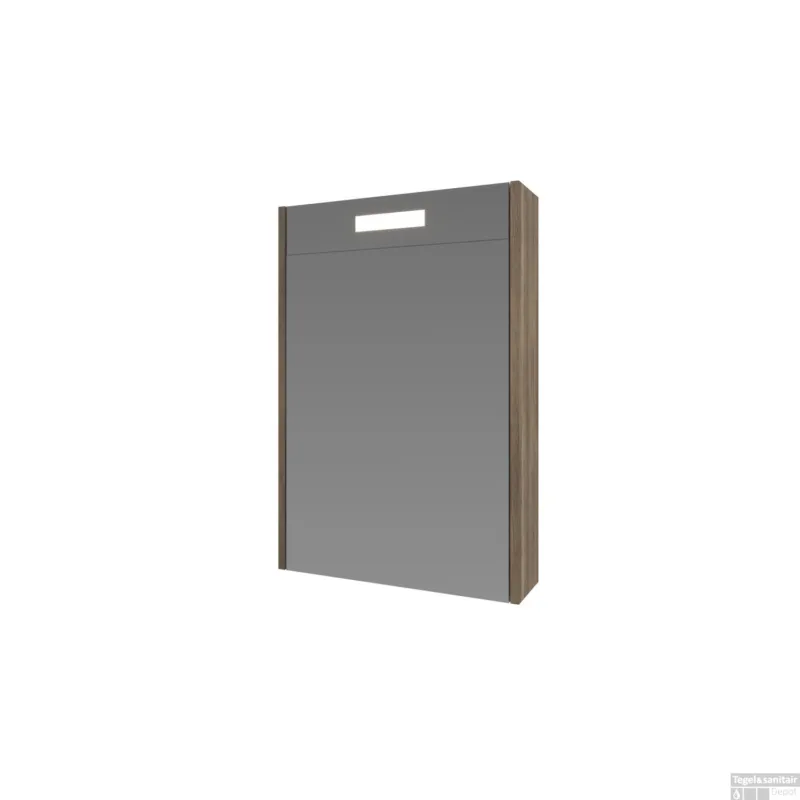 Premium Spiegelkast BWS Salt 1 Deur Met LED 60x50 cm Incl. Planchetten Scotch Oak