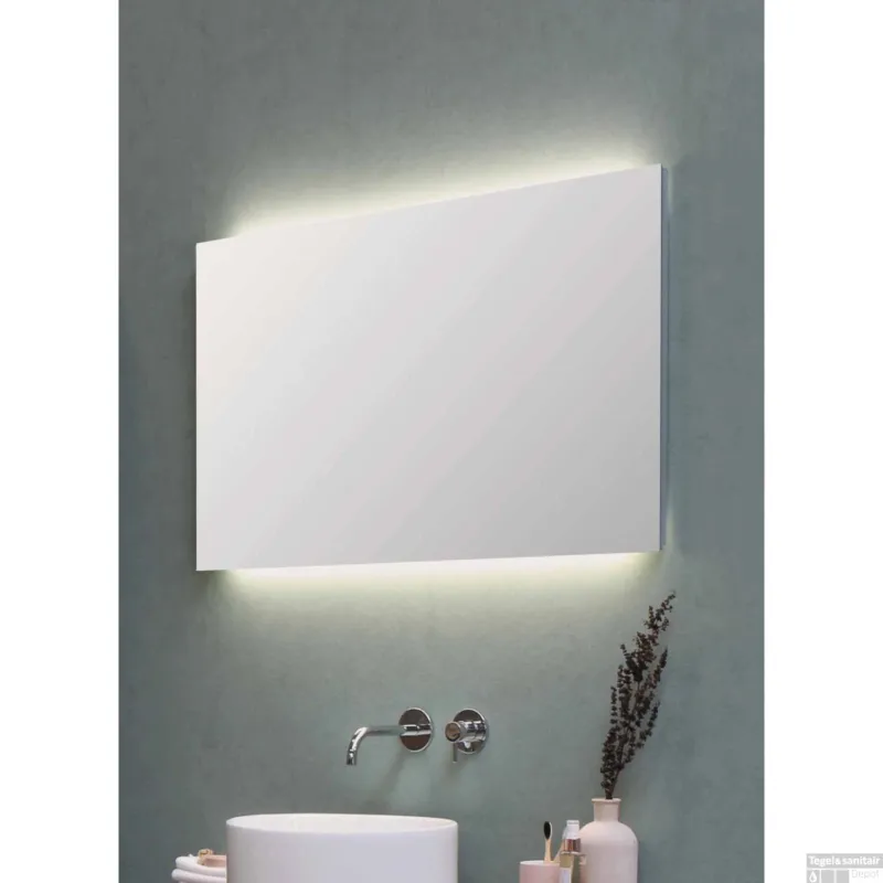 Badkamerspiegel BWS Salt Met LED Backlight 100x60 cm Zilver Nieuw