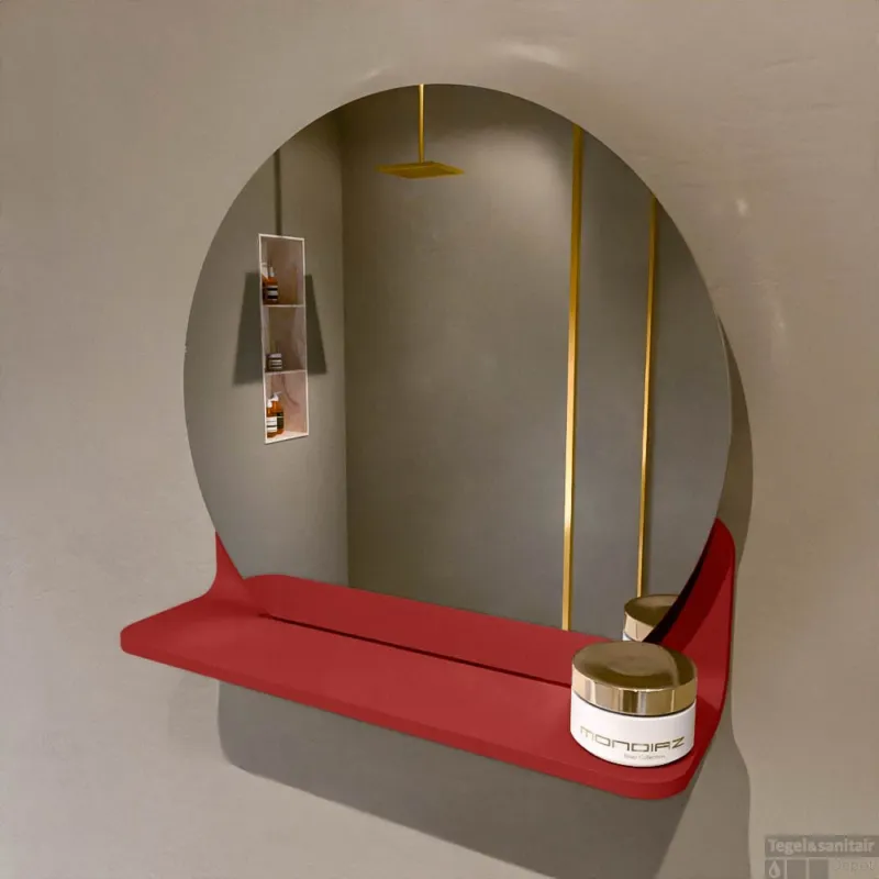 MONDIAZ SPOT spiegel rond 40cm met Spiegelplanchet kleur Fire. Korting