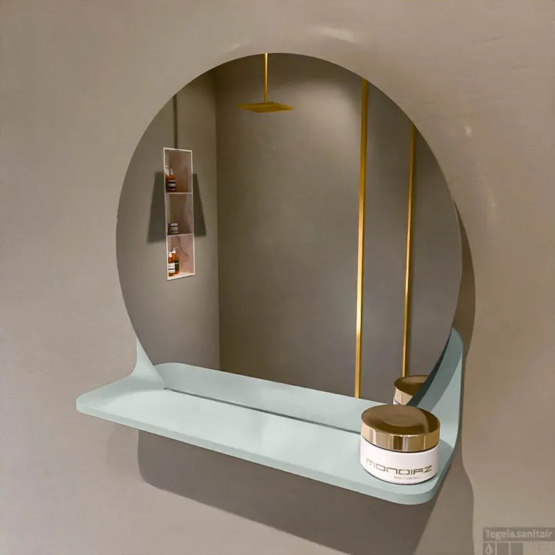 MONDIAZ SPOT spiegel rond 40cm met Spiegelplanchet kleur Greey. Lage Kosten