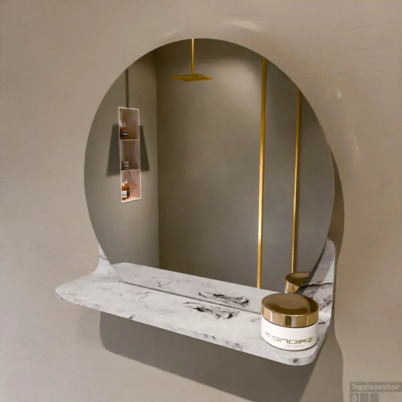 Shop Nu MONDIAZ SPOT spiegel rond 40cm met Spiegelplanchet kleur Glace.