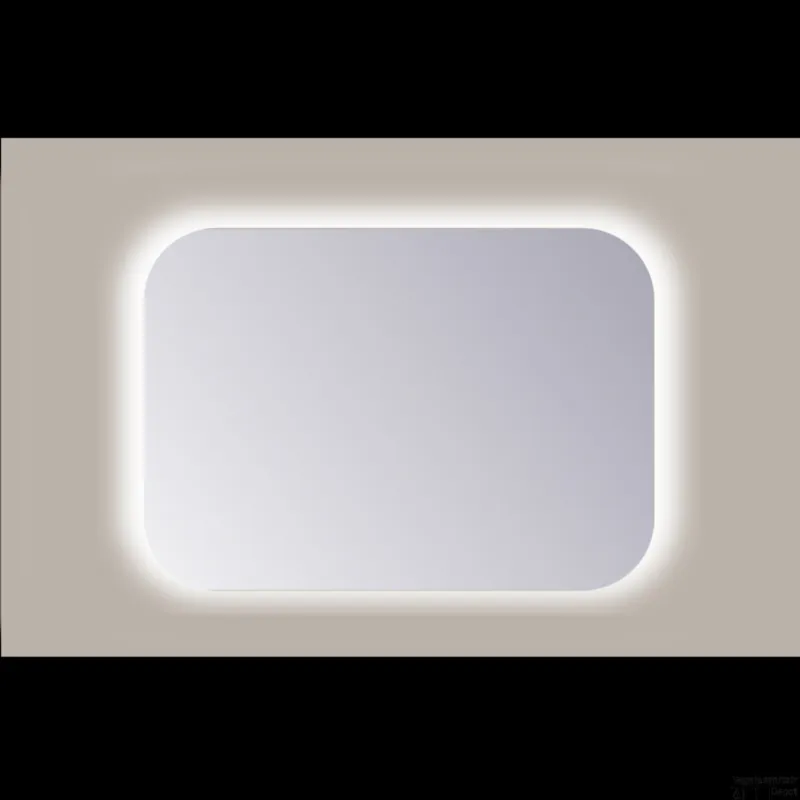 Weekendaanbieding Spiegel Rechthoek Sanicare Q-Mirrors Afgeronde Hoeken 60x65 cm PP Geslepen LED Warm White Met Sensor
