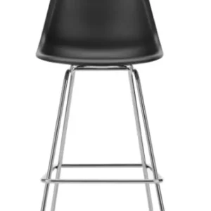Vitra Eames Plastic barkruk met verchroomd onderstel-medium-Deep black Gecertificeerd