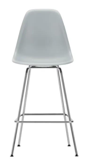 Tijdelijk Beschikbaar Vitra Eames Plastic barkruk met verchroomd onderstel-medium-Light Grey