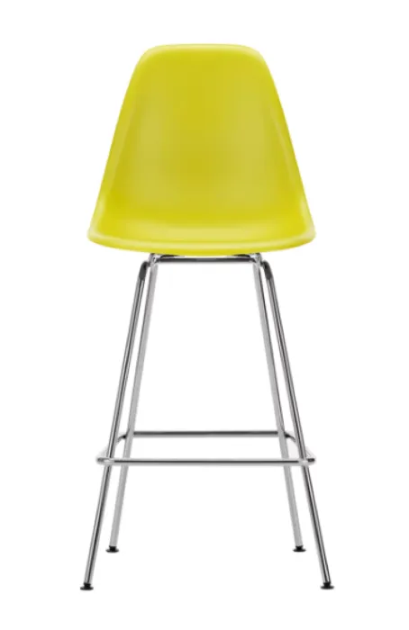 Vitra Eames Plastic barkruk met verchroomd onderstel-medium-Mustard Koop Vandaag