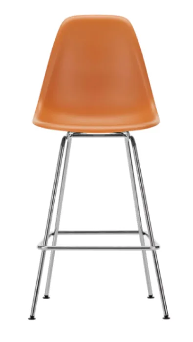 Op = Op Vitra Eames Plastic barkruk met verchroomd onderstel-medium-Rusty Orange
