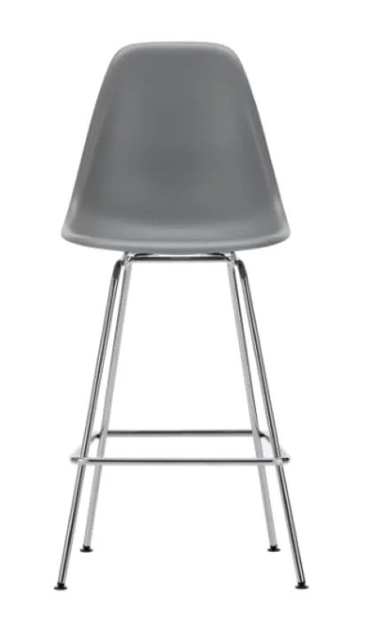 Superprijs Vitra Eames Plastic barkruk met verchroomd onderstel-medium-Granite Grey