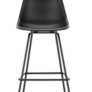 Vitra Eames Plastic barkruk met zwart gepoedercoat onderstel-medium-Deep black Exclusieve Aanbieding