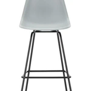 Gecertificeerd Vitra Eames Plastic barkruk met zwart gepoedercoat onderstel-medium-Light Grey