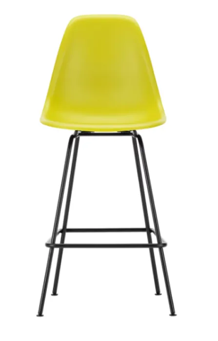 Vitra Eames Plastic barkruk met zwart gepoedercoat onderstel-medium-Mustard Betaalbaar