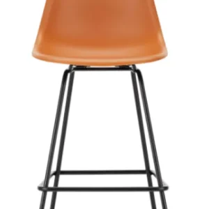 Vitra Eames Plastic barkruk met zwart gepoedercoat onderstel-medium-Roest oranje Alleen Vandaag